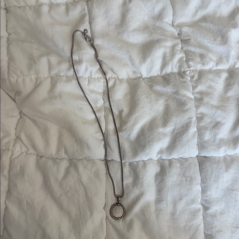 David Yurman Silver Necklace with M Pendant - Picture 2 of 3